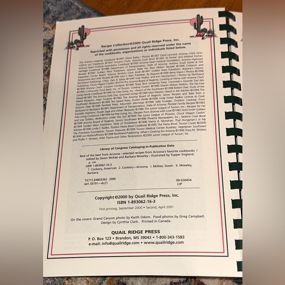 VTG 2000 Arizona Cookbook (the best of the best) with Spiral Binding - Picture 4 of 5